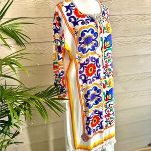 Crepe Majolica Print Shell Hangings Coord Set